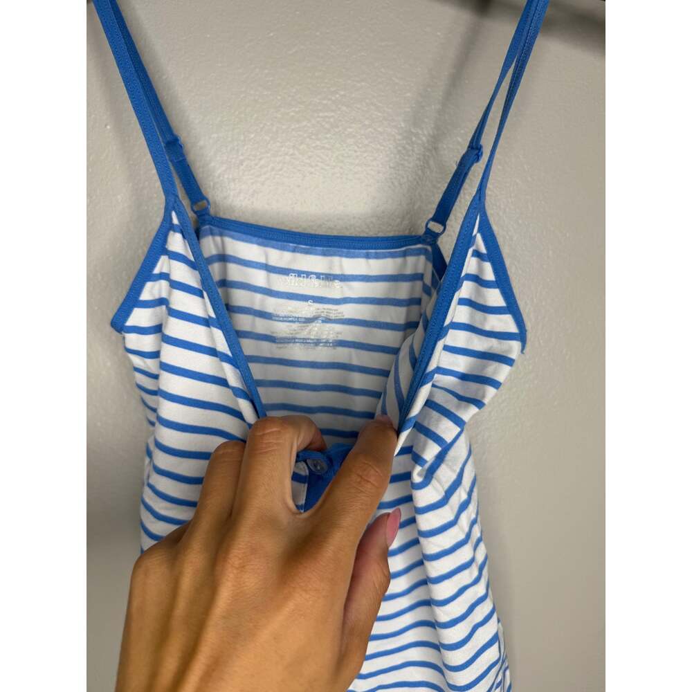 Wild Fable Blue & White Striped Button Front Cami Tank Top Size Small - Picture 4 of 5
